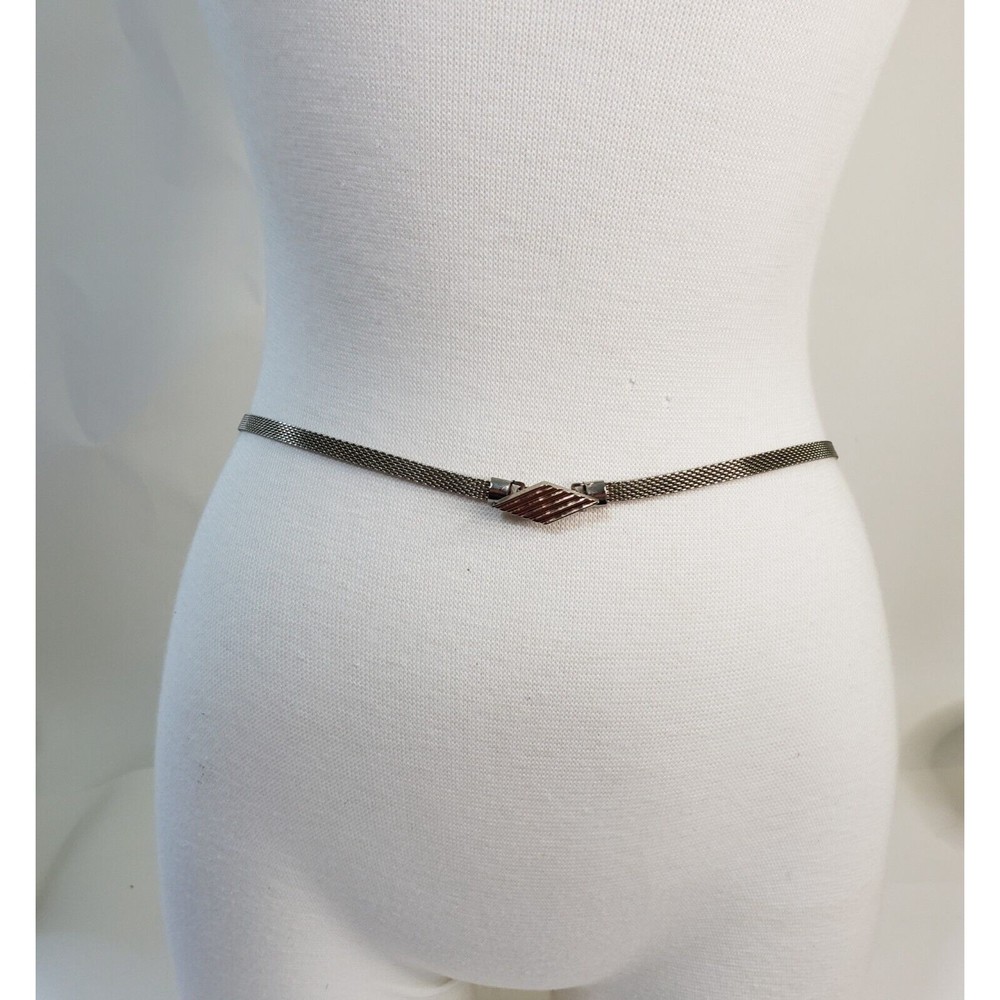 Women's Vintage 70s 80s Silver Tone Serpentine Skinny Belt Made in USA 31"